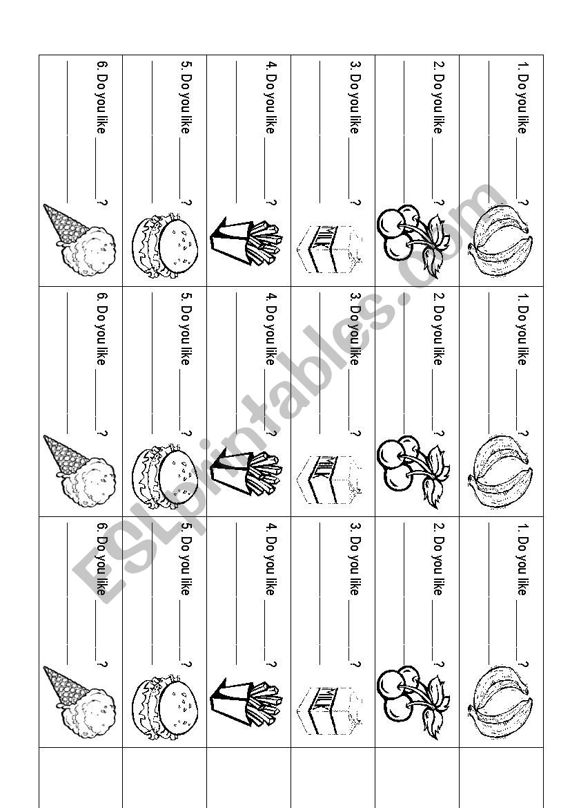 food worksheet