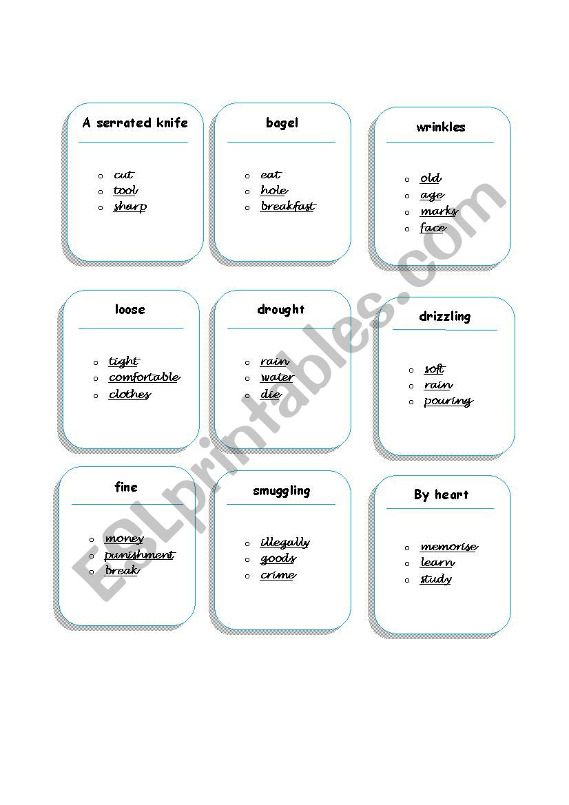 Taboo worksheet