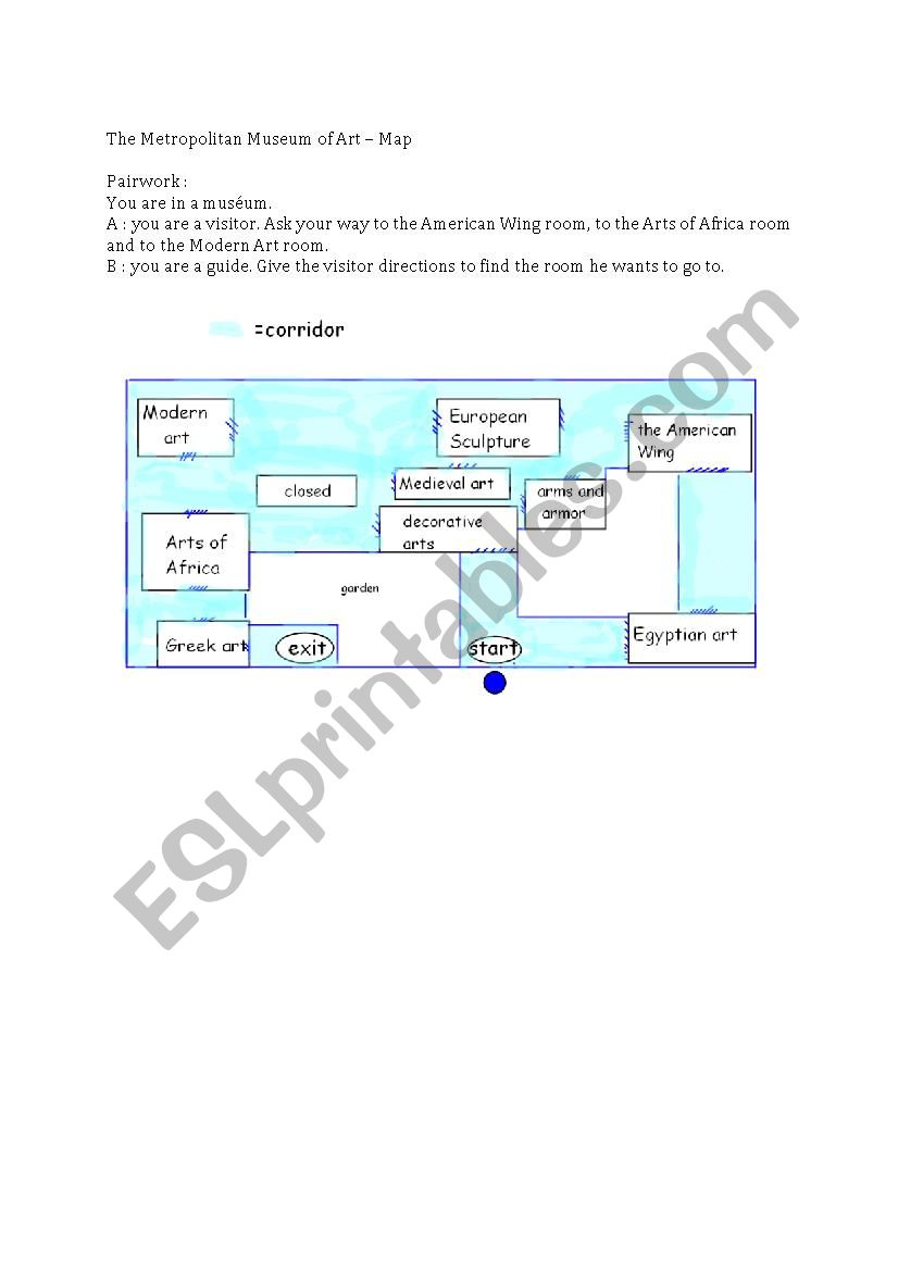 at the museum - directions  worksheet