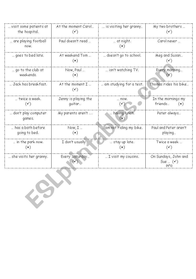 Mixed tenses domino worksheet