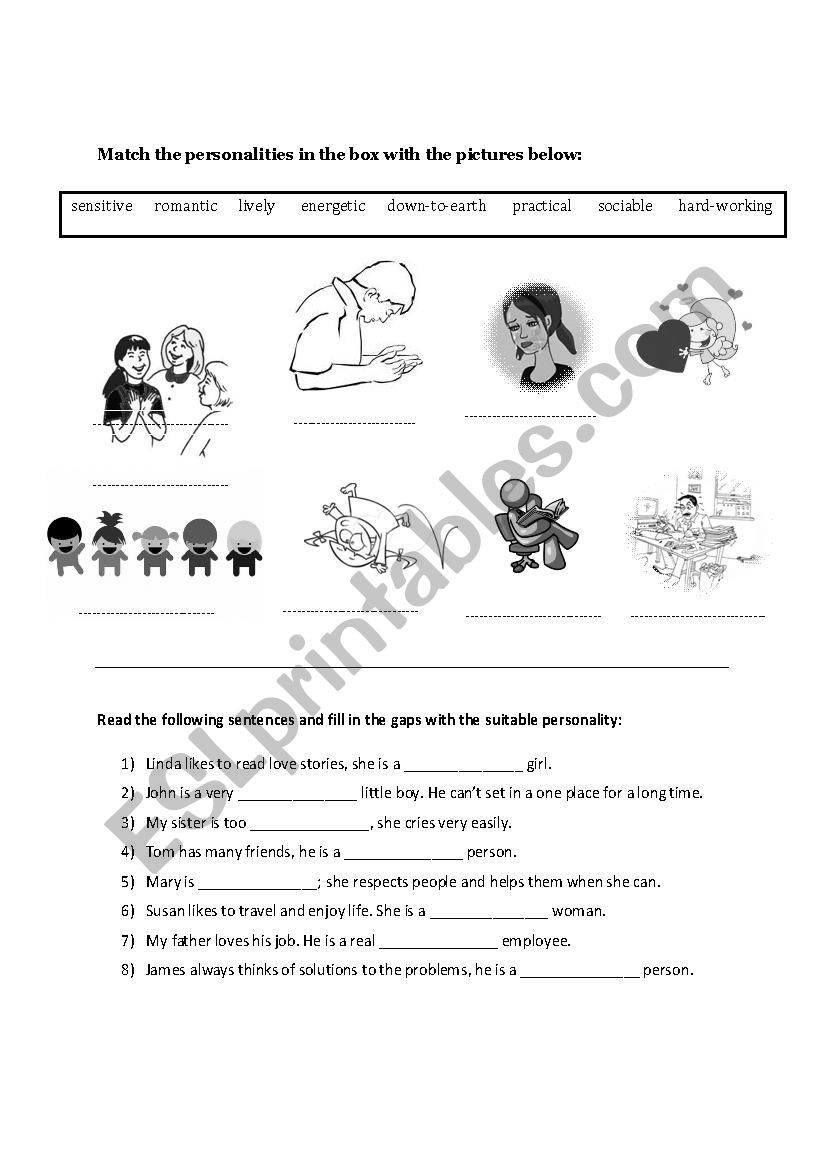 personalities worksheet