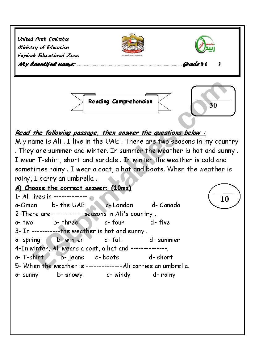 Unit 5 exam worksheet