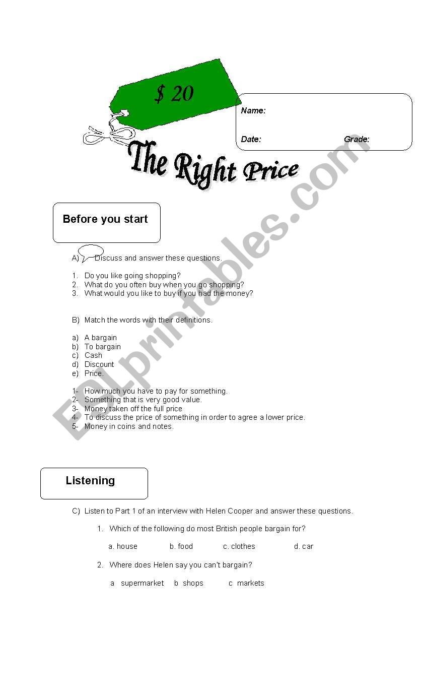 Listening comprehension lesson