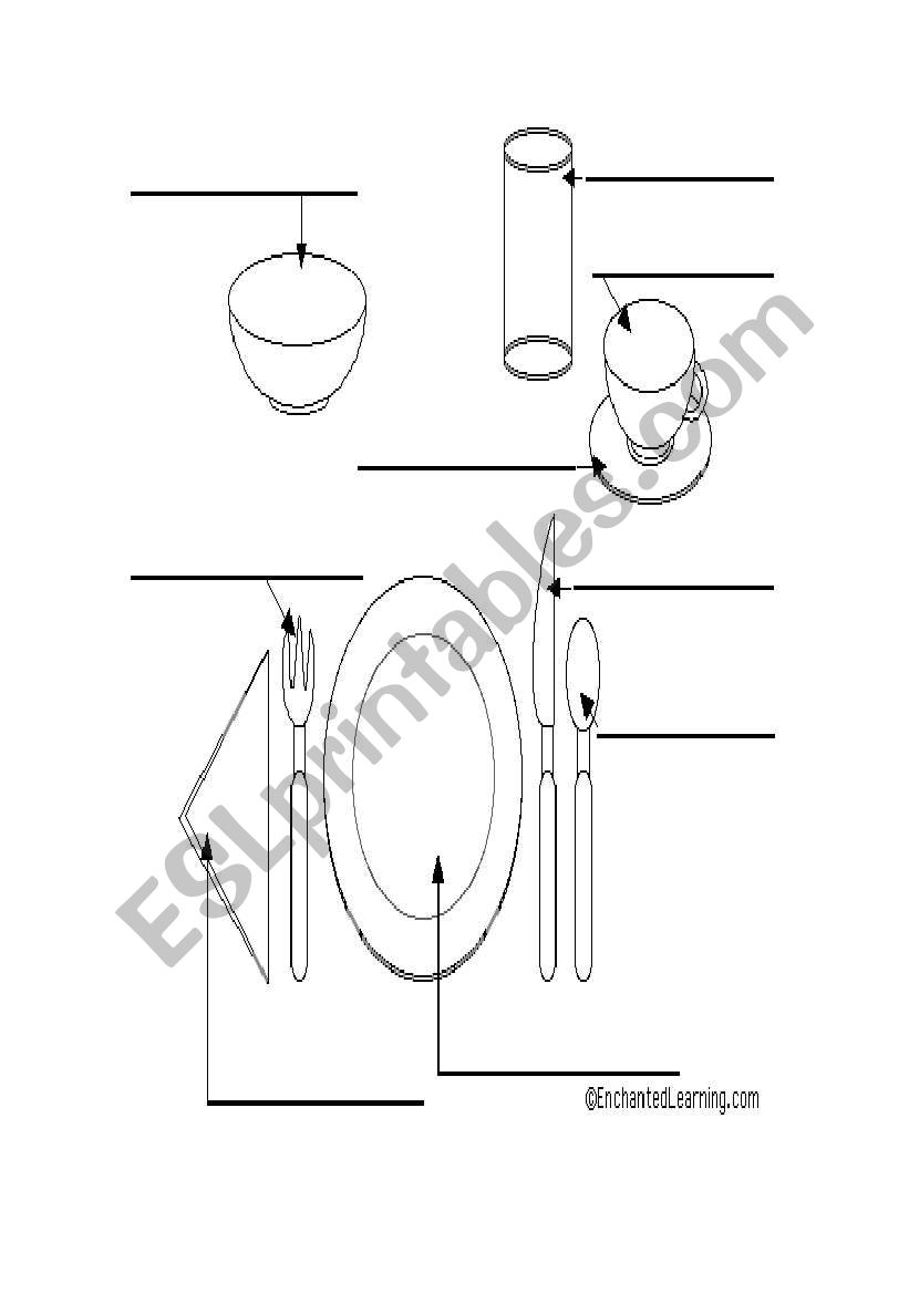 utensils of food worksheet