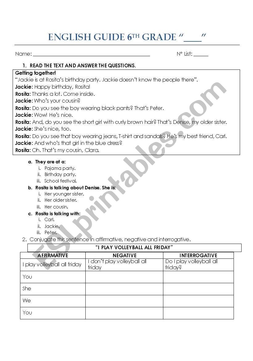 present simple and numbers worksheet