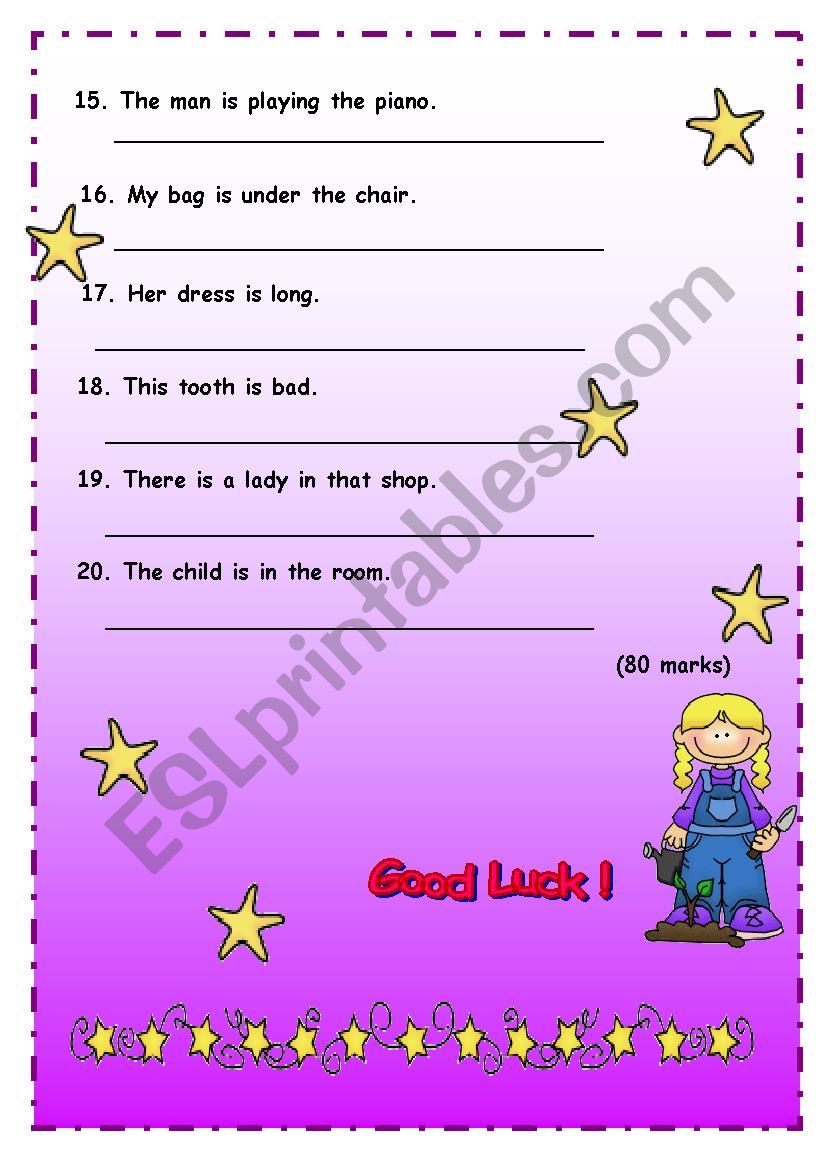 PLURAL NUMBER TEST (part 3) worksheet