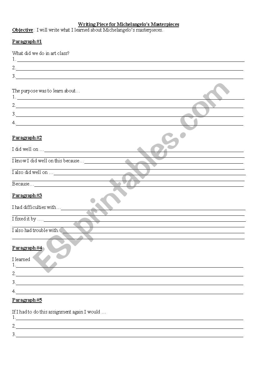 Michelangelo Graphic organizer for Writing