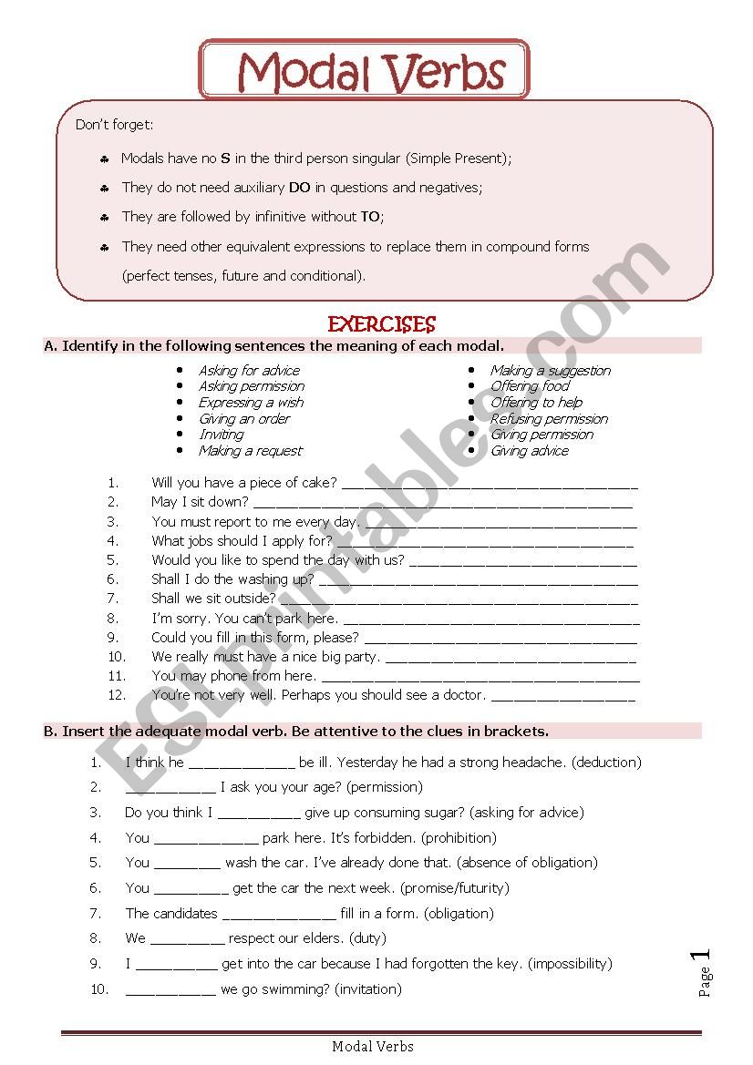 modal verbs exercises advanced pdf