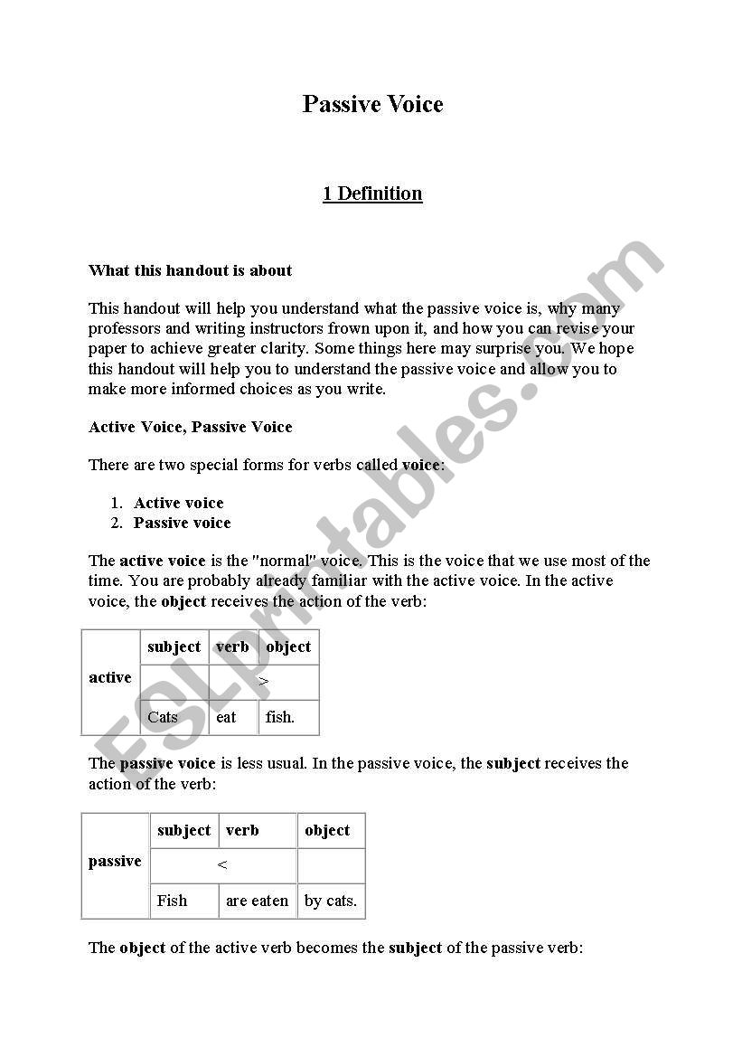 passive voice worksheet