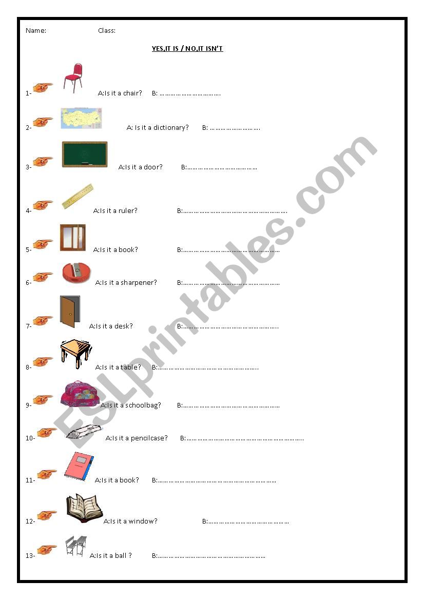 Yes It Is No It Isn´t Esl Worksheet By Figen Turan