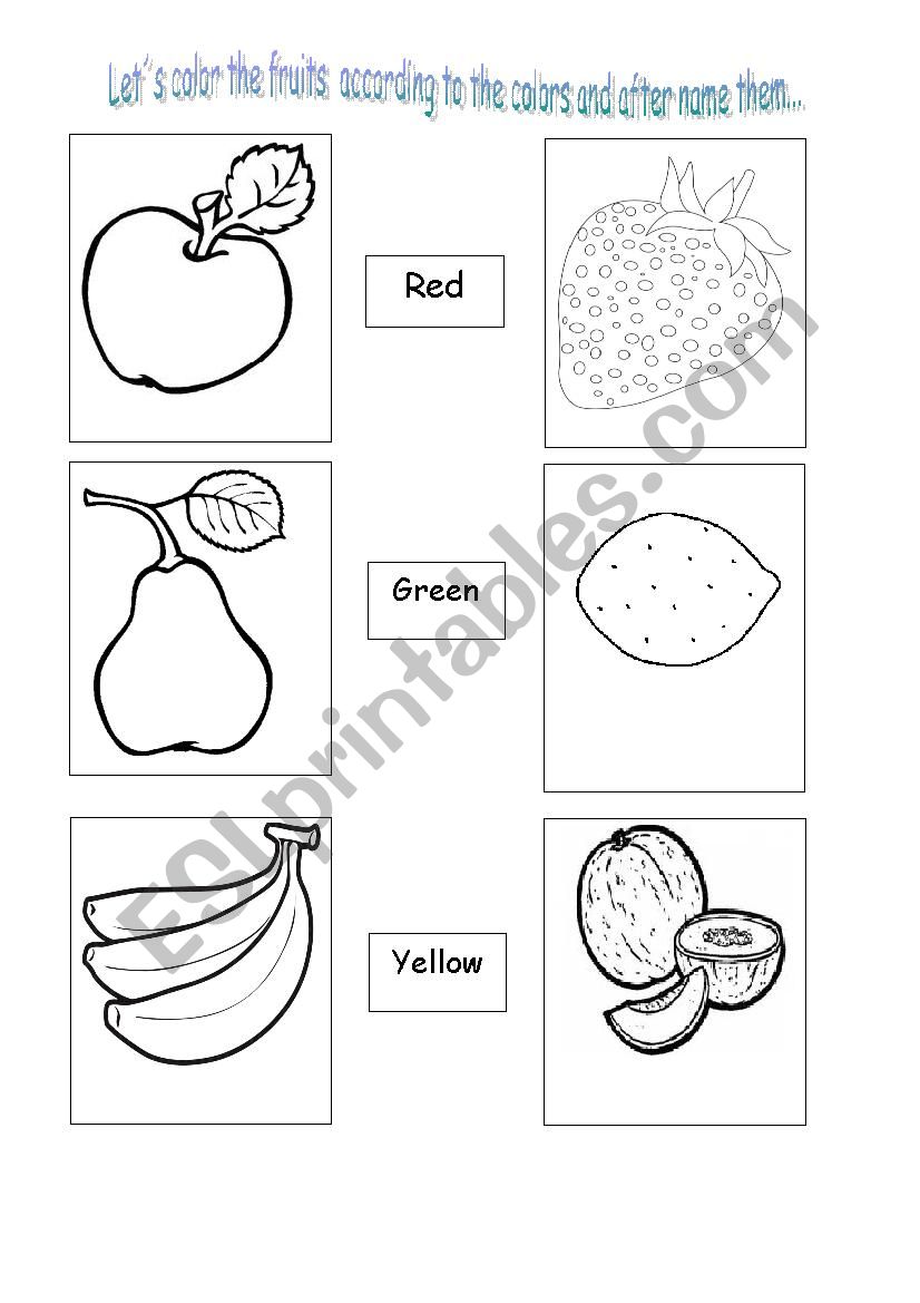 Fruits and colors worksheet