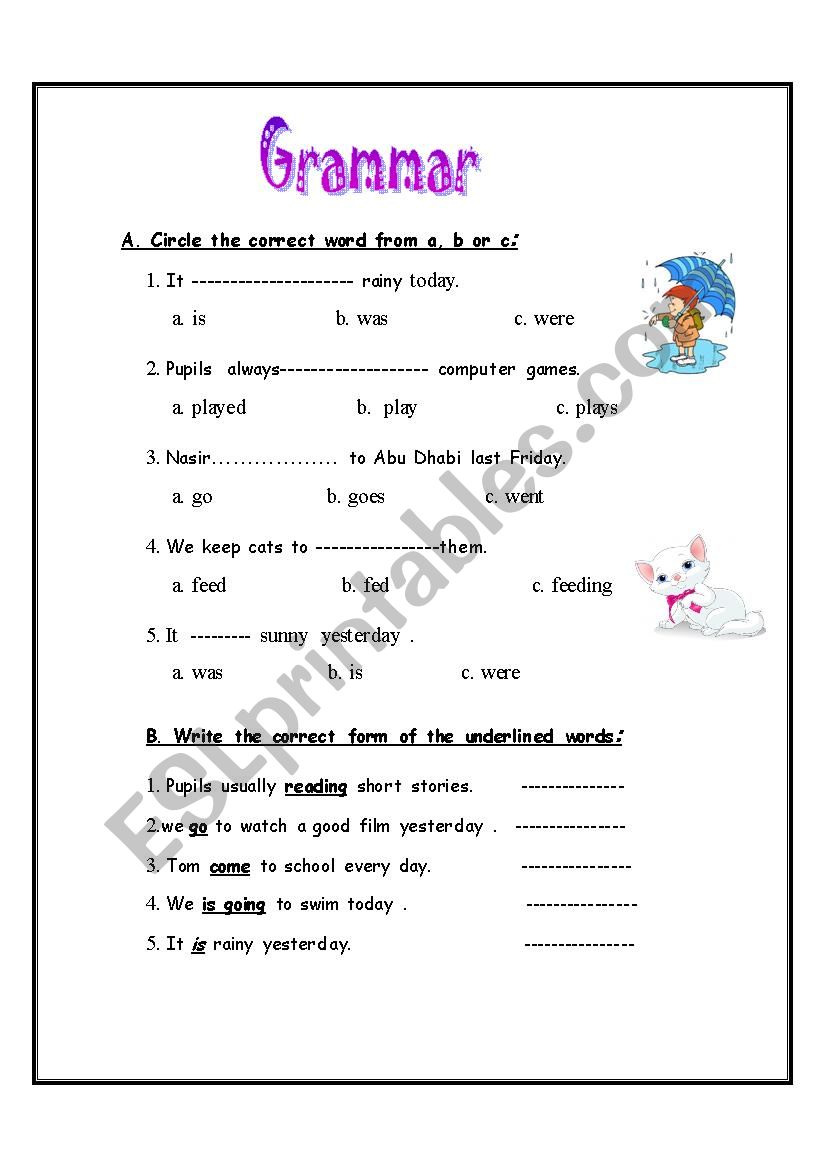 Grammar unit 6 worksheet