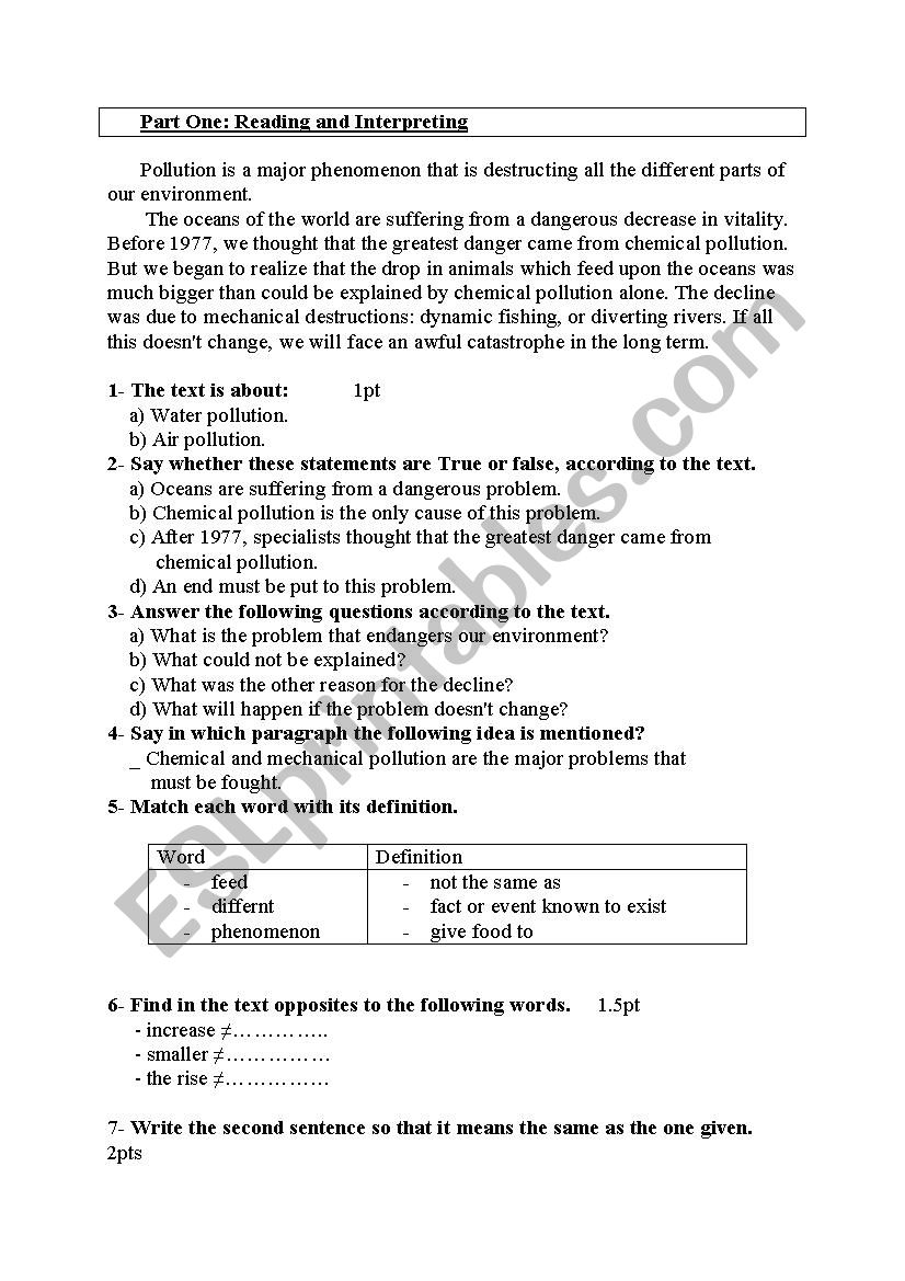 Simple Test worksheet