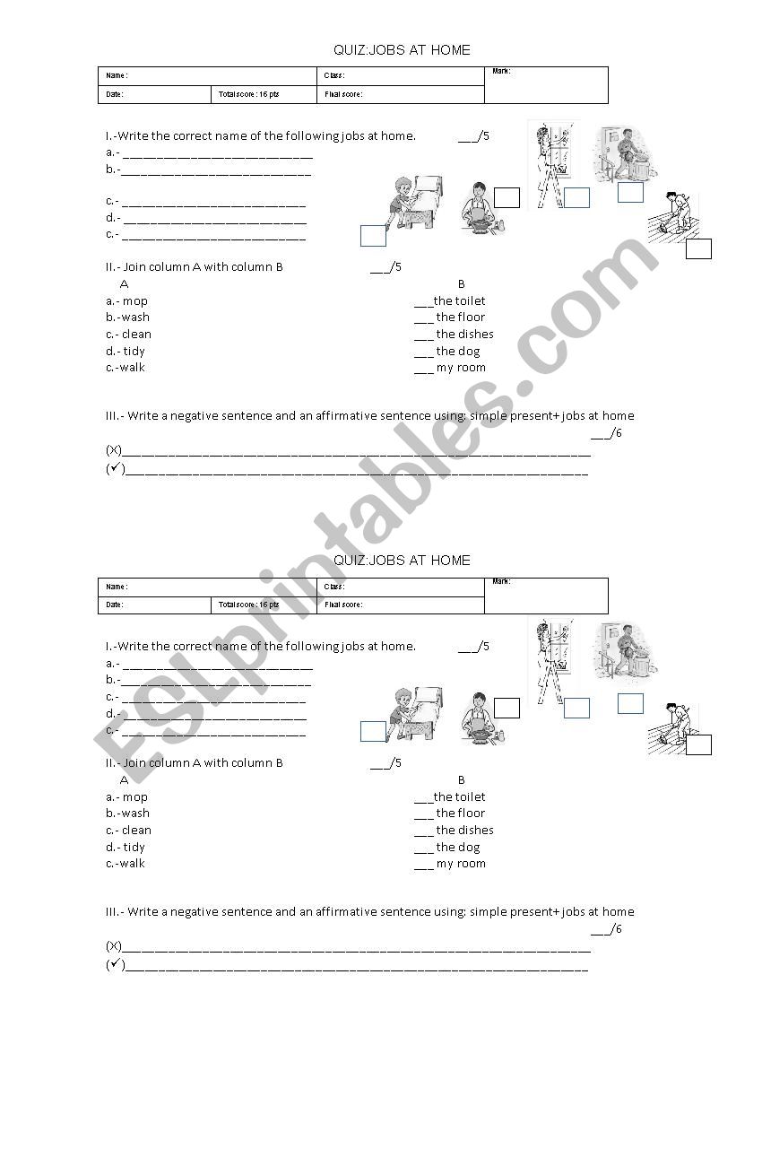 QUIZ: Jobs at home/daily routine