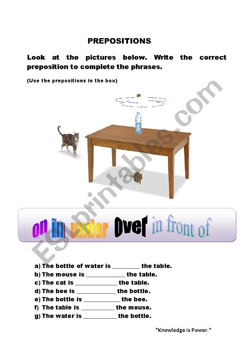 Prepositions worksheet