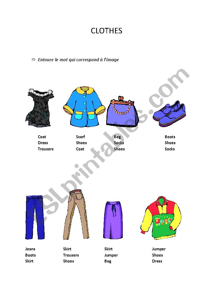 Clothes worksheet