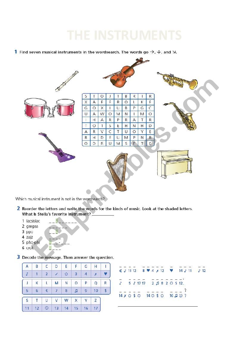 THE INSTRUMENTS - ESL worksheet by Juanmi1974