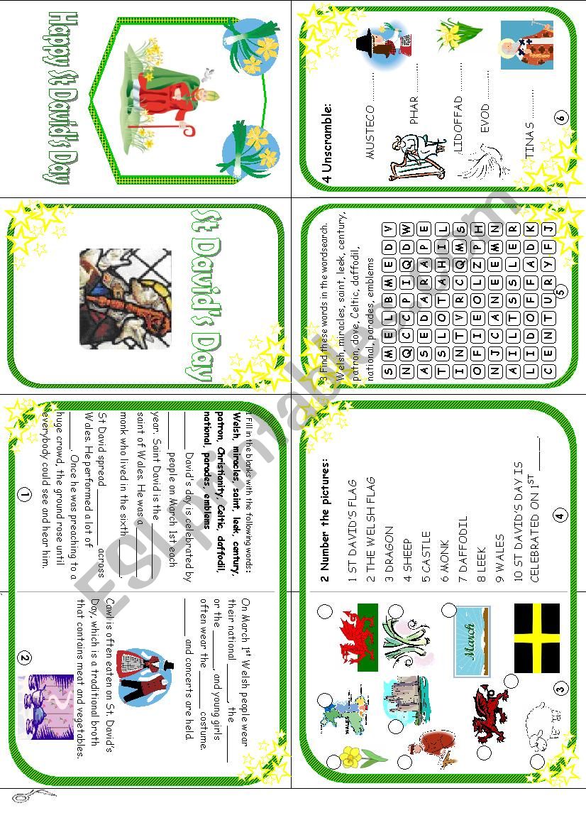 St David´s Day Minibook - ESL worksheet by eve25