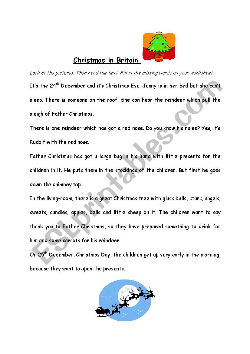 Christmas in Britain worksheet