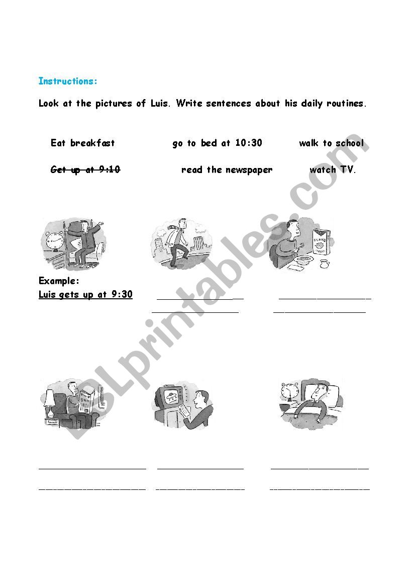 daily routines worksheet