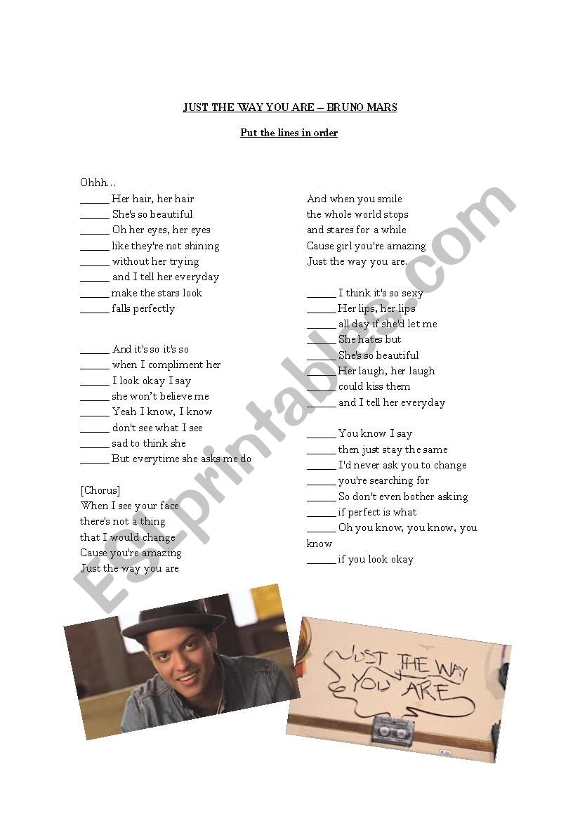 Just the way you are worksheet