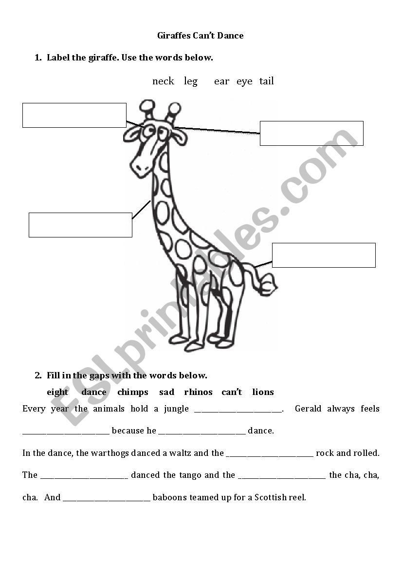 Download Giraffes can´t dance (II) - ESL worksheet by sisse