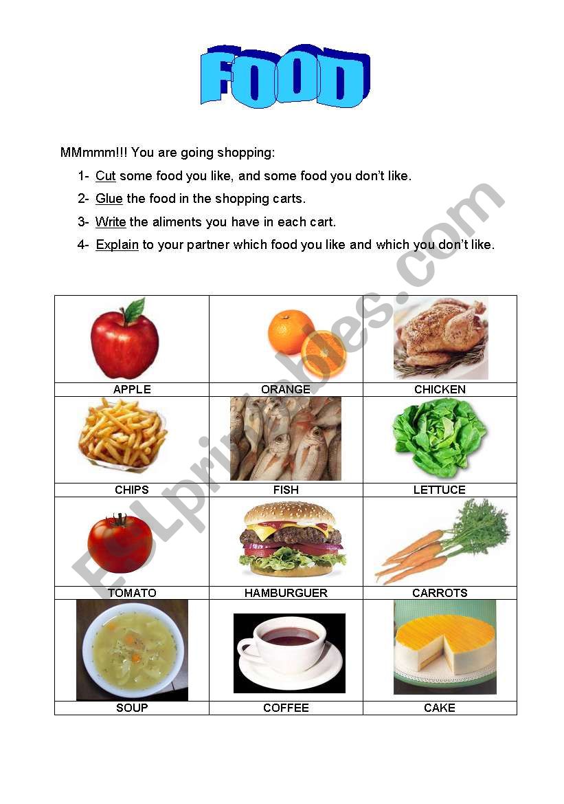 Food I like and I don´t like - ESL worksheet by crisloal