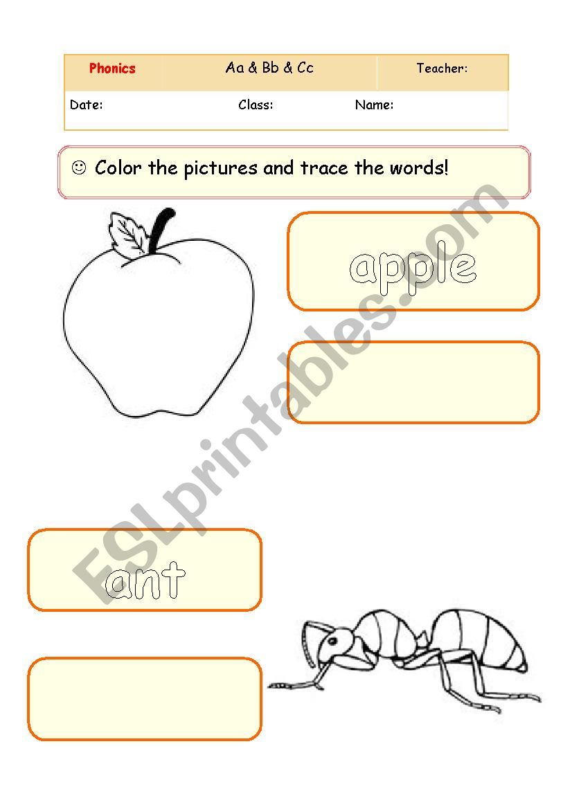 Phonics - abc worksheet