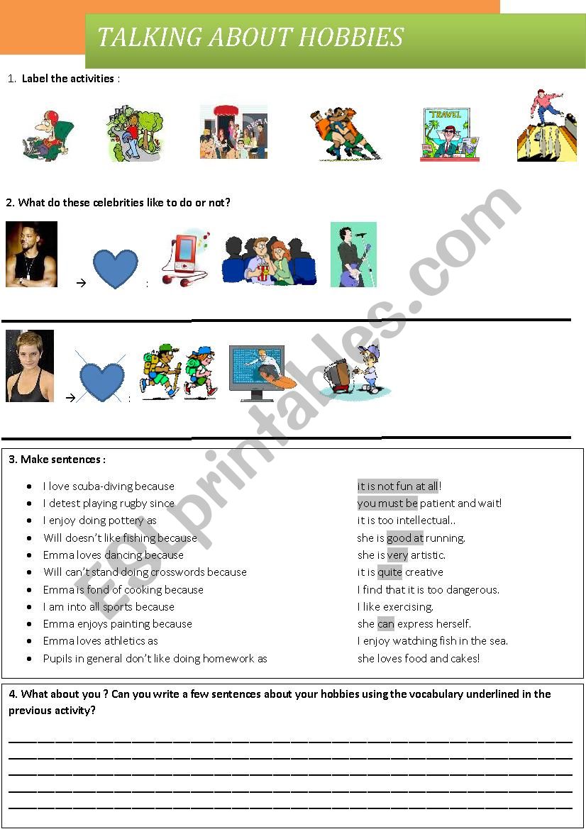 Let´s Talk About Hobbies - ESL Worksheet By Sophie A