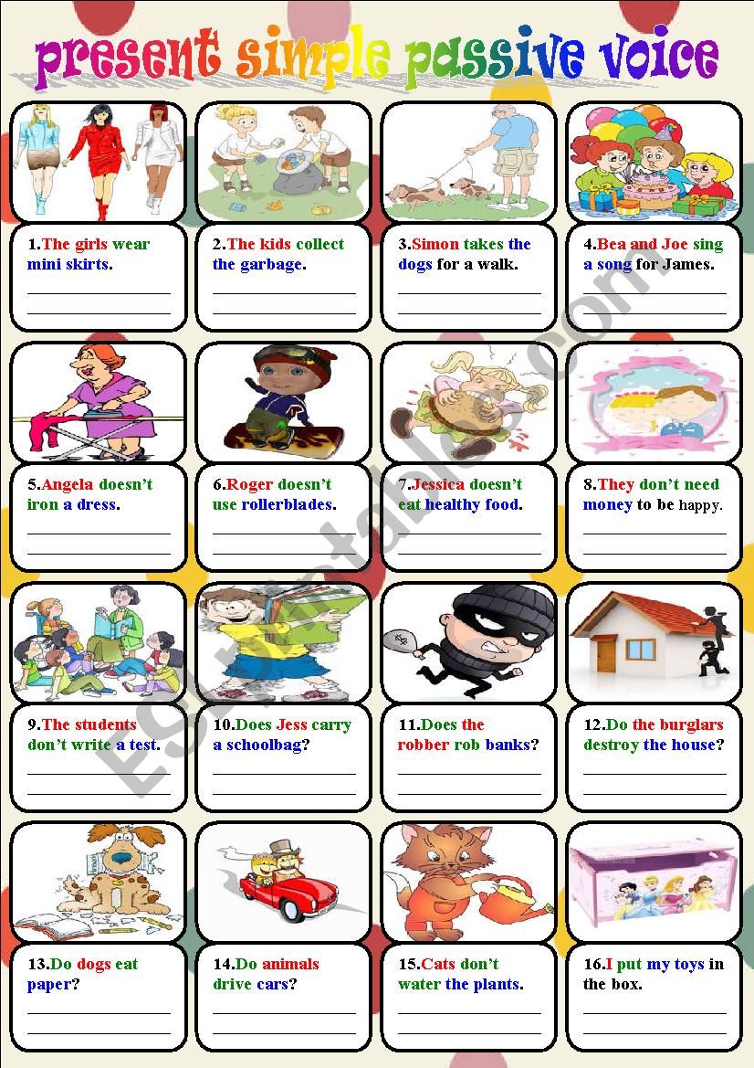 Passive Voice Present Simple Worksheet