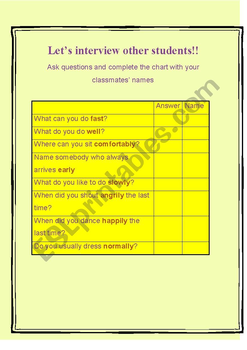 What can you do well? worksheet