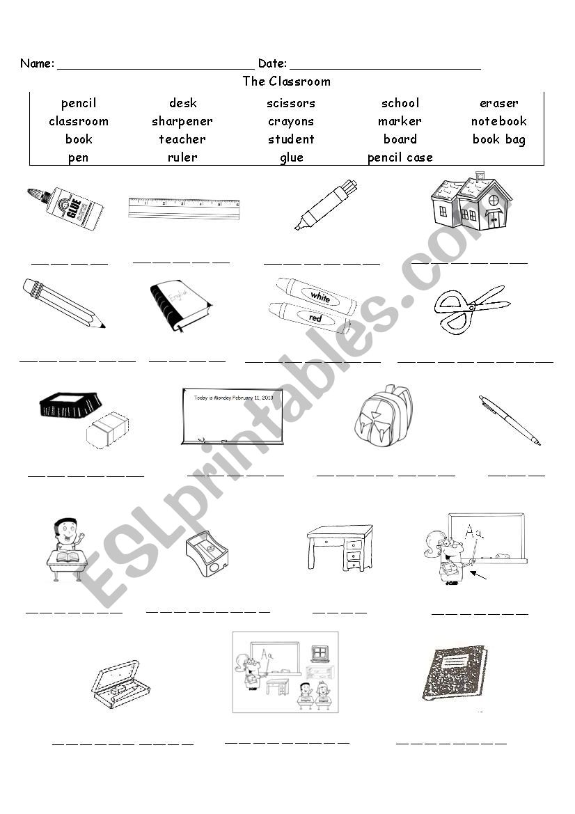 Classroom Objects - ESL worksheet by yariyara