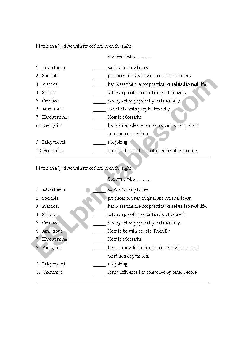 adjectives for personality description
