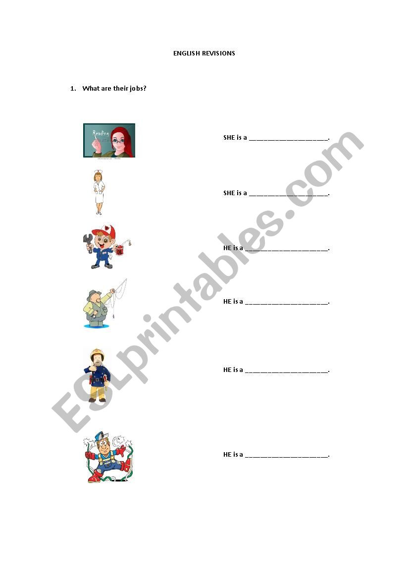 English revisions worksheet