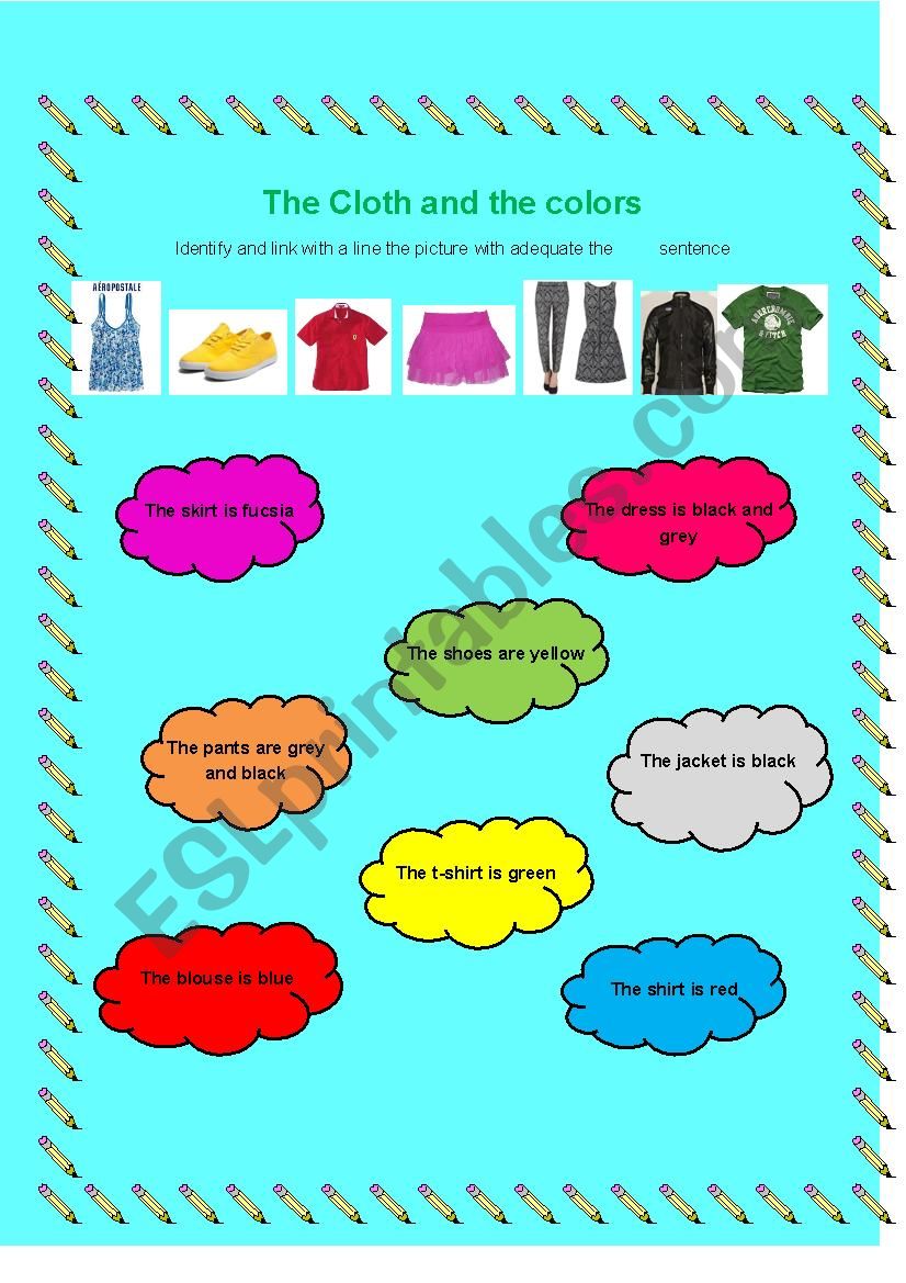 THE CLOTH AND THE COLORS worksheet