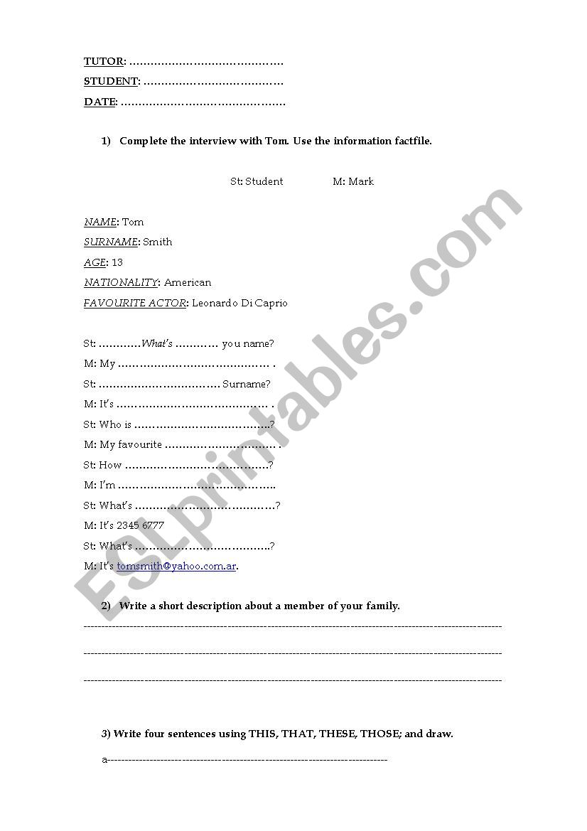 TEST worksheet