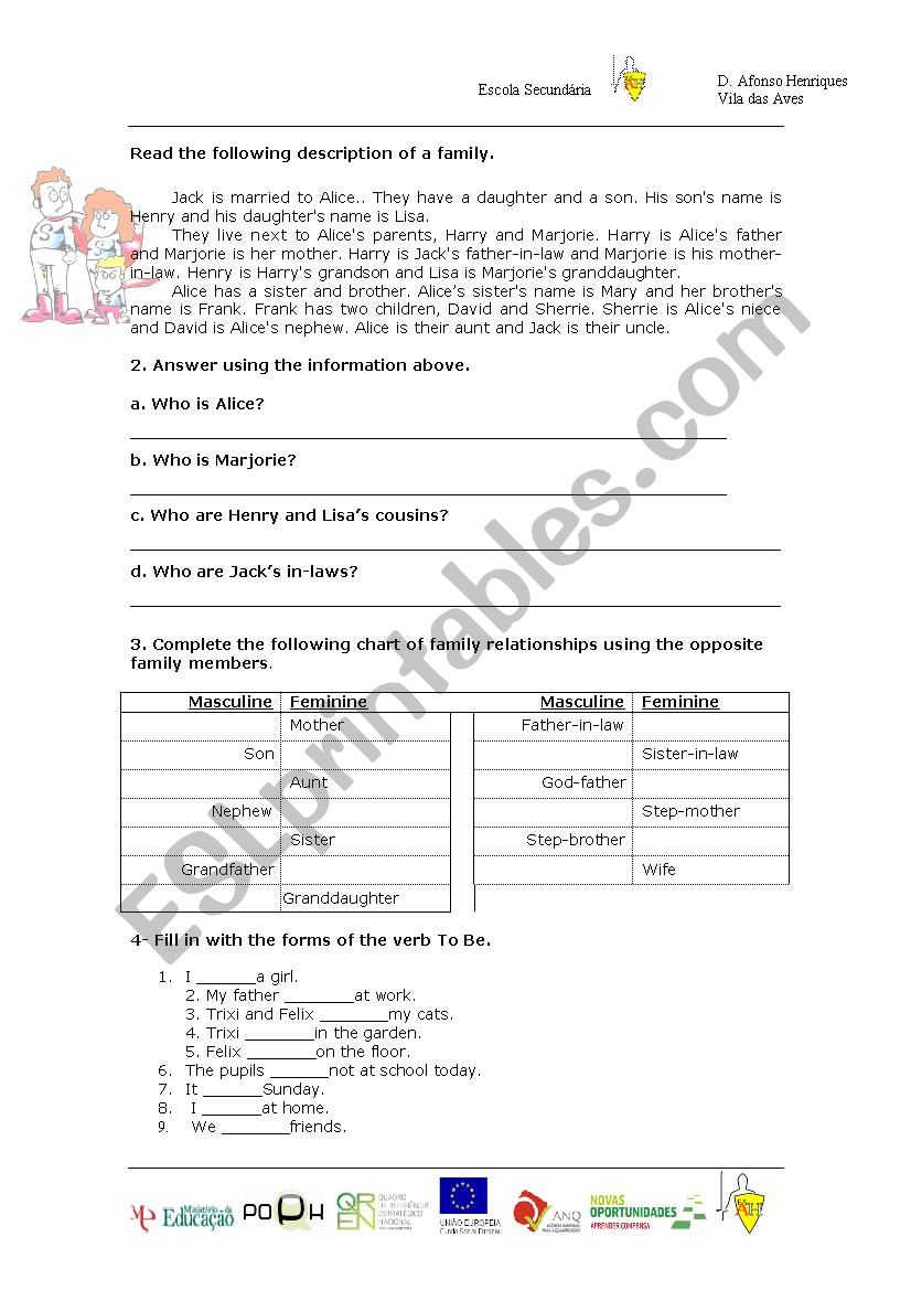 Description about  a family worksheet