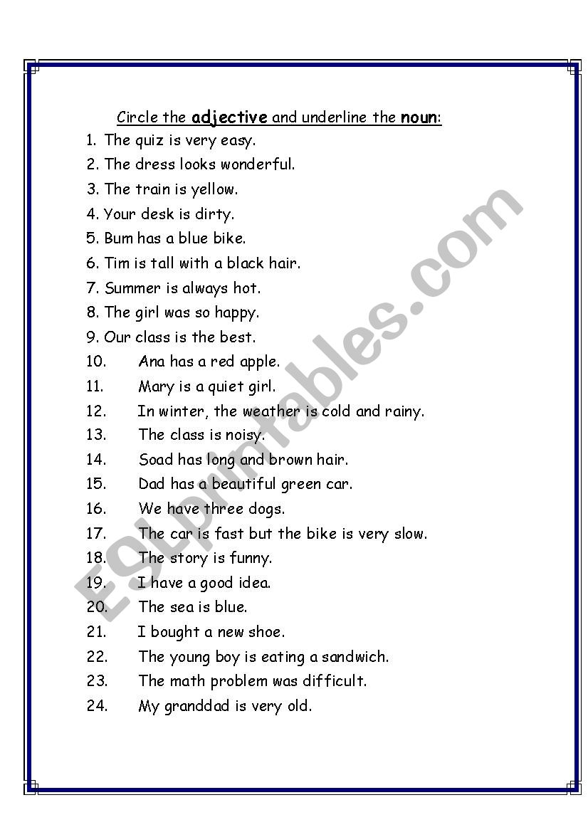 nouns and adjectives worksheet