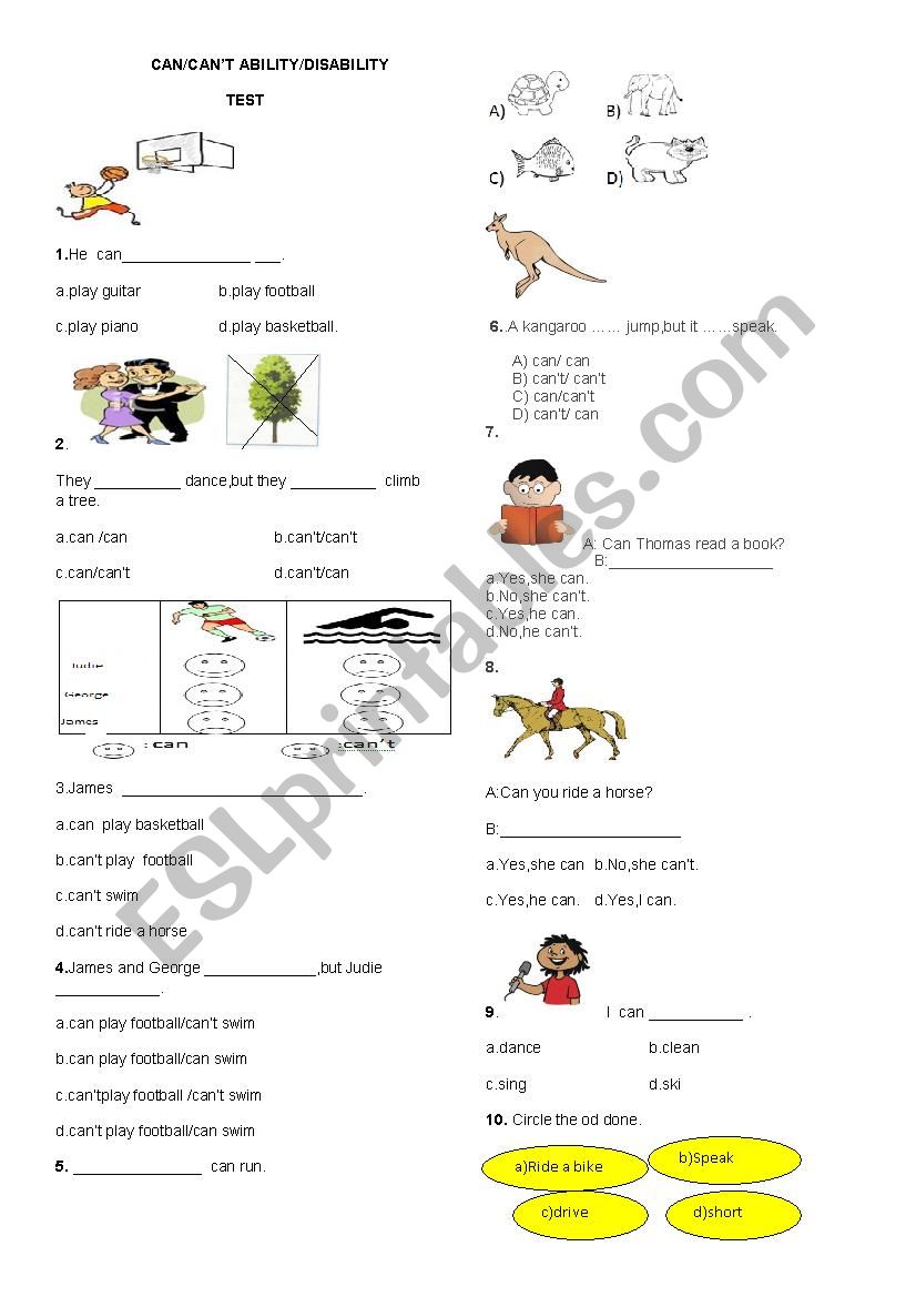 Can-cant test worksheet