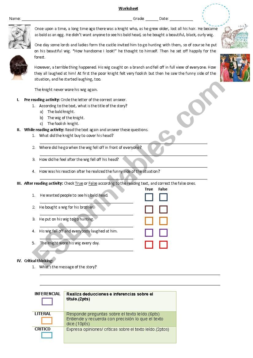 Tale worksheet