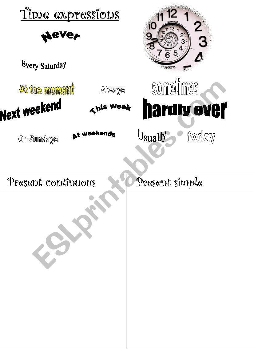 Time expressions worksheet