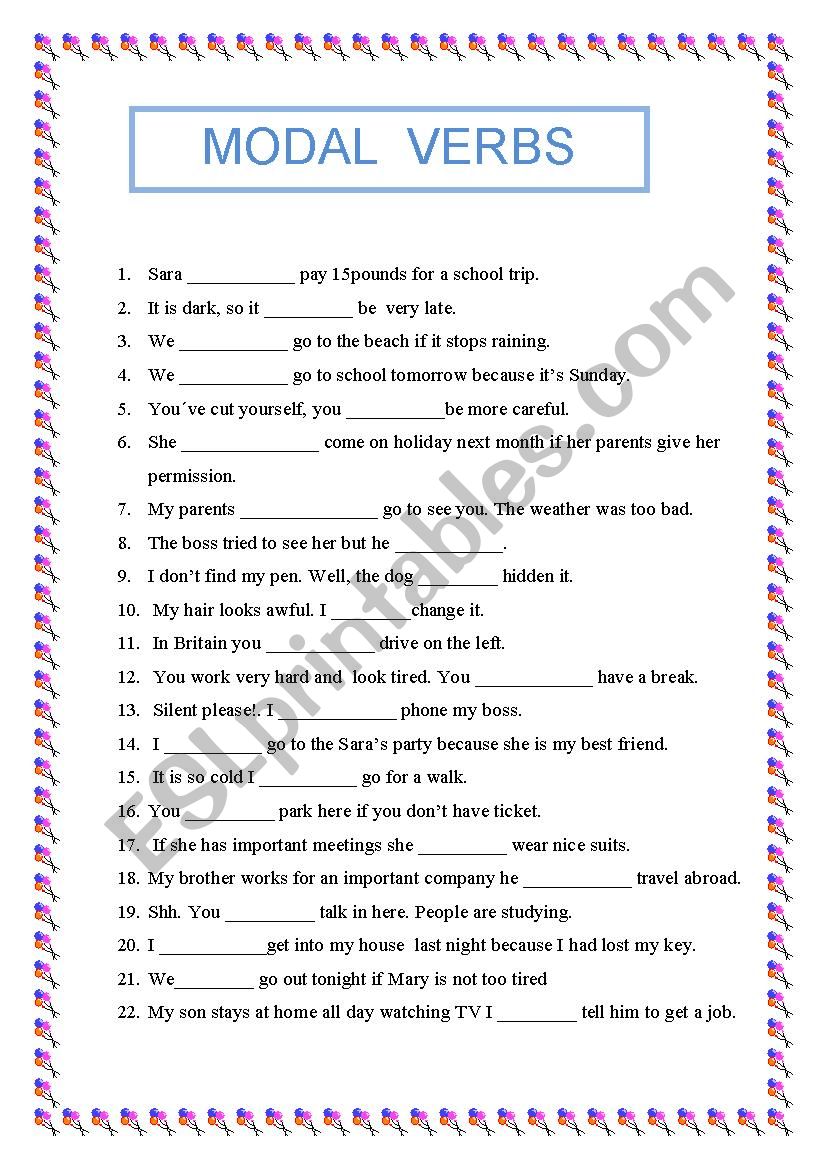 MODAL VERBS worksheet