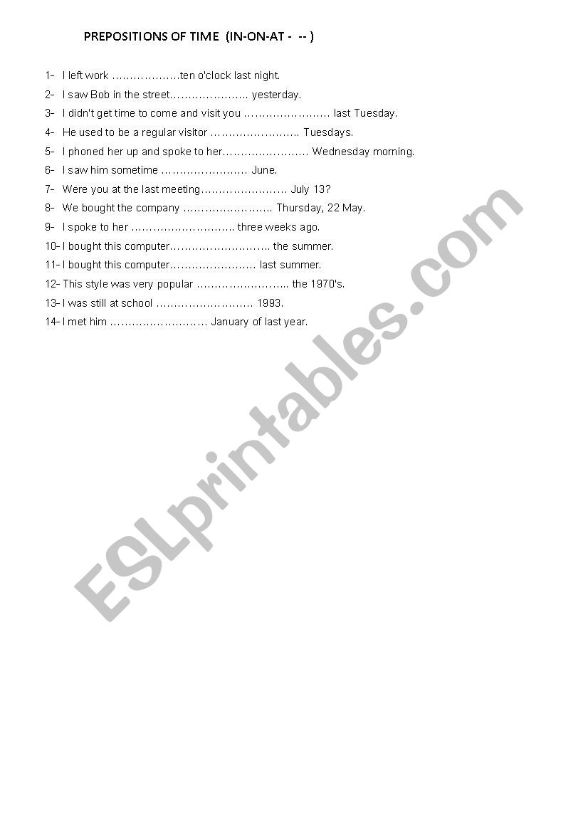 prepositions worksheet