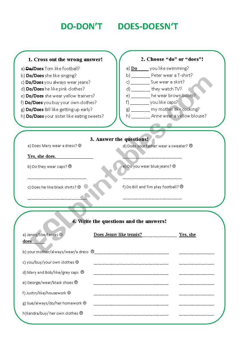 Do Or Does Questions And Short Answers ESL Worksheet By Schmaudl