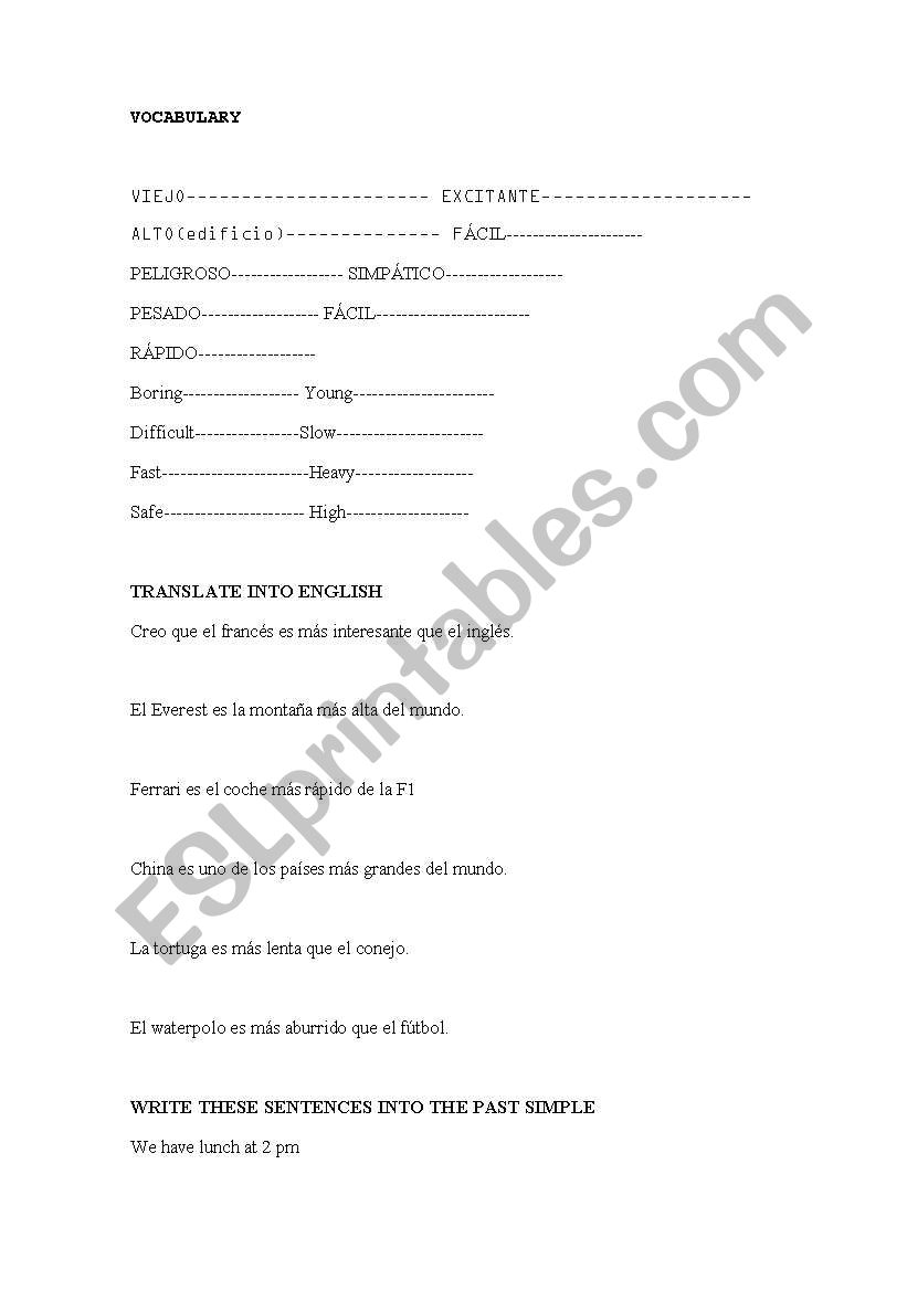 PAST SIMPLE worksheet