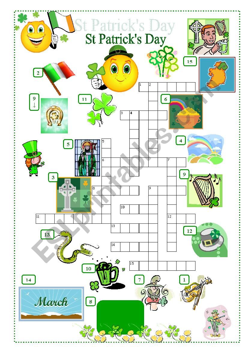 St Patrick´s Day Crossword - ESL worksheet by eve25