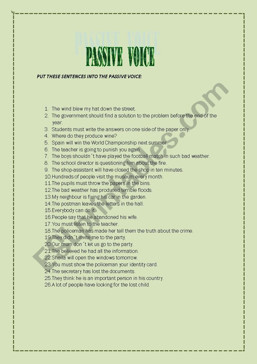 passive voices worksheet