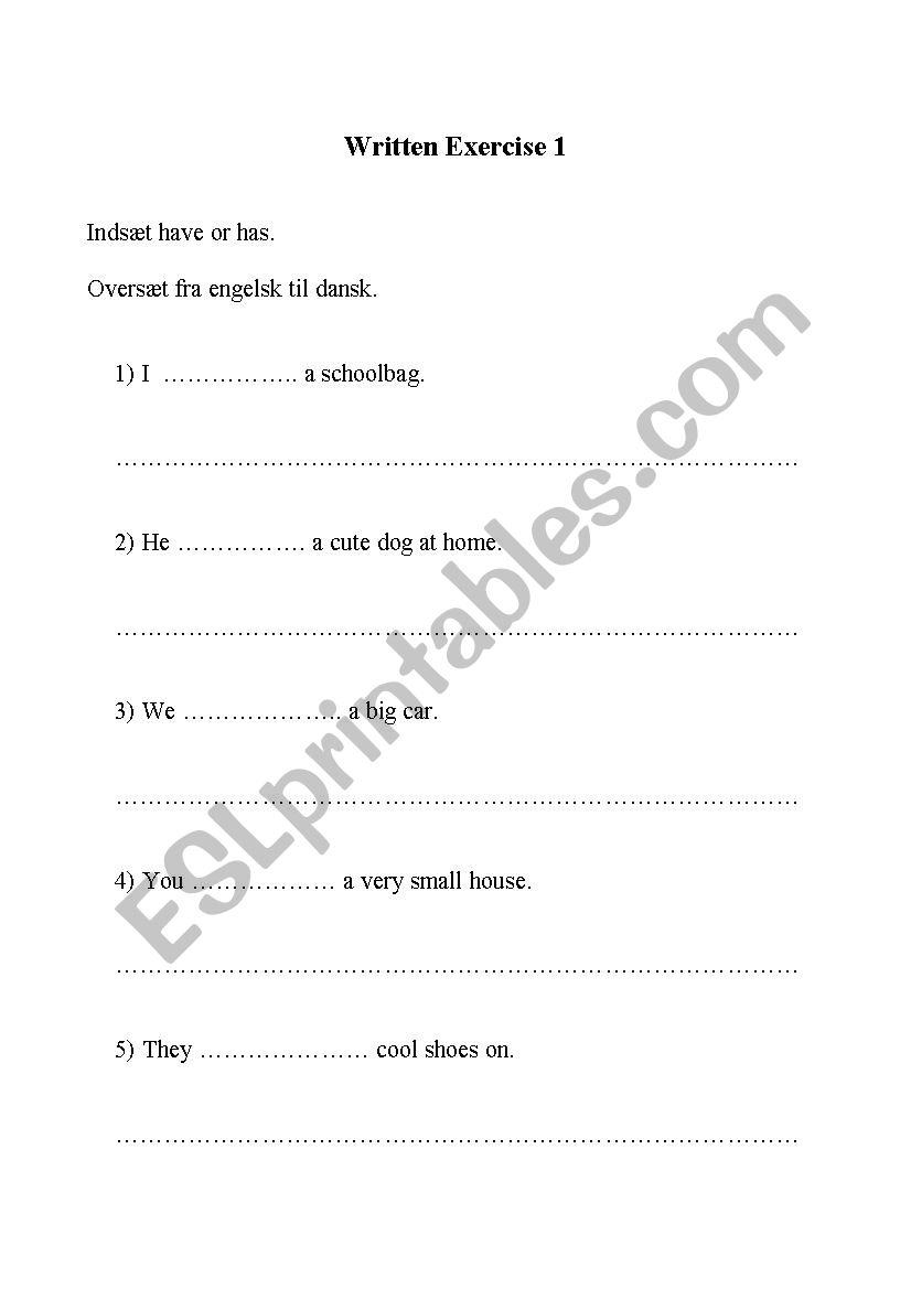 Have/had & was/were exercises worksheet