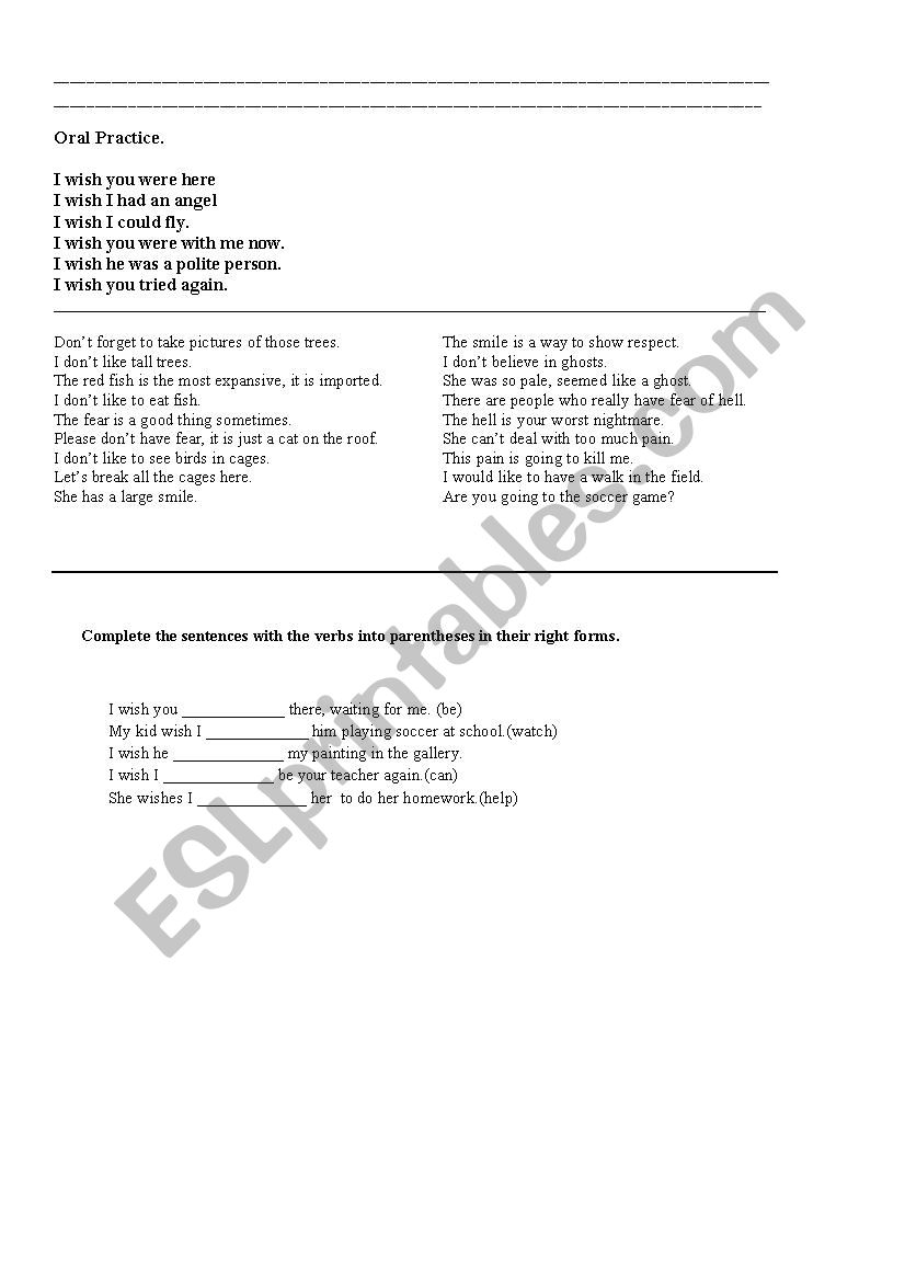 Wish You Were Here Fill in the Gaps - ESL worksheet by Skeptik_Atheist