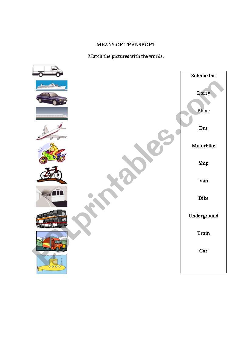 Transports worksheet